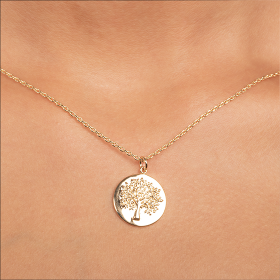 Pendentif plaque ronde arbre de vie